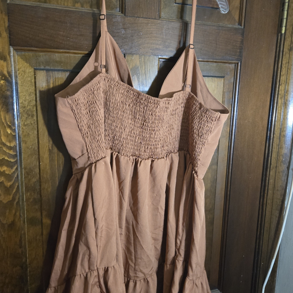 Rust Orange Smocked Dress